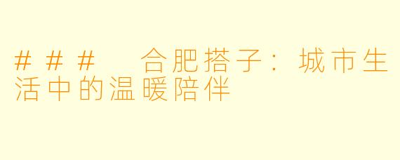### 合肥搭子：城市生活中的温暖陪伴
