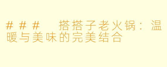 ### 搭搭子老火锅：温暖与美味的完美结合