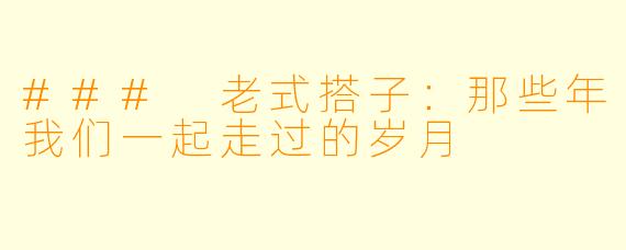 ### 老式搭子:那些年我们一起走过的岁月