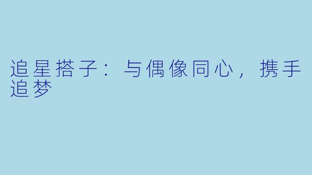 追星搭子：与偶像同心，携手追梦