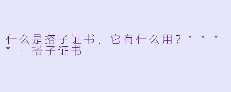 什么是搭子证书，它有什么用？****-搭子证书