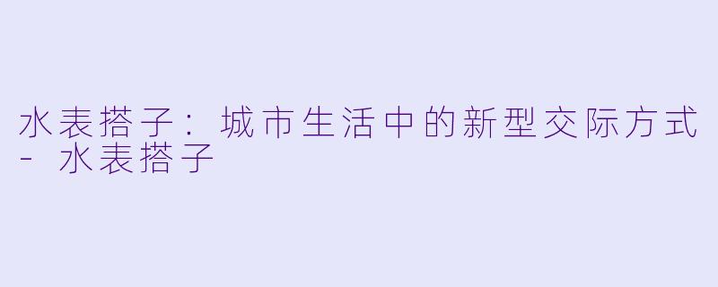 水表搭子：城市生活中的新型交际方式-水表搭子