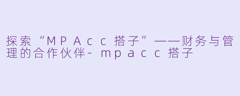 探索“MPAcc搭子”——财务与管理的合作伙伴-mpacc搭子