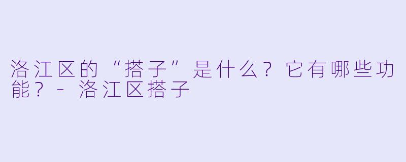 洛江区的“搭子”是什么？它有哪些功能？