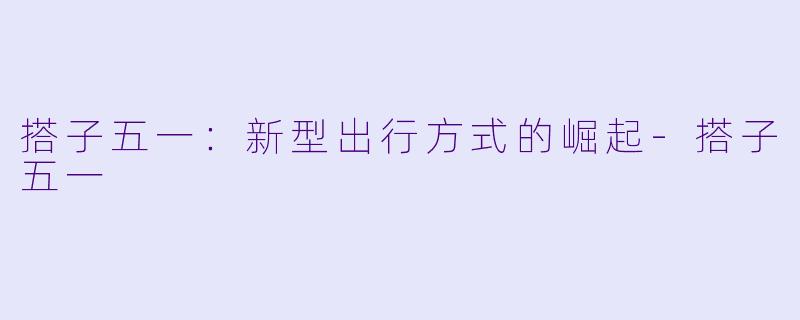 搭子五一：新型出行方式的崛起-搭子五一