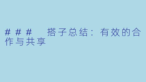 ### 搭子总结：有效的合作与共享