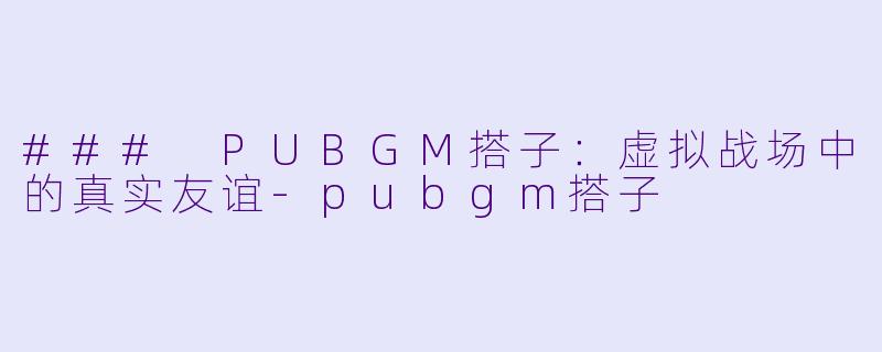 ### PUBGM搭子：虚拟战场中的真实友谊-pubgm搭子