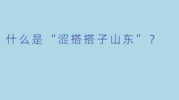 什么是“涩搭搭子山东”？  
