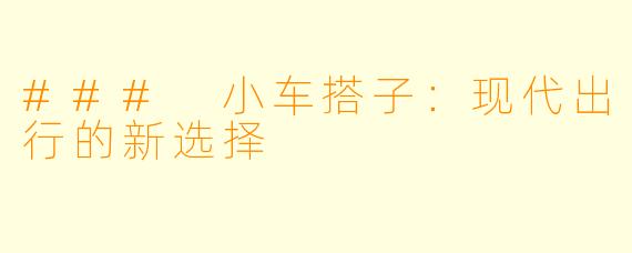 ### 小车搭子：现代出行的新选择