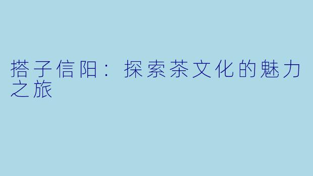 搭子信阳：探索茶文化的魅力之旅