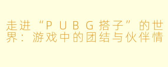 走进“PUBG搭子”的世界：游戏中的团结与伙伴情