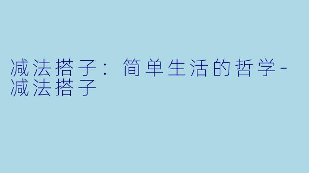 减法搭子:简单生活的哲学