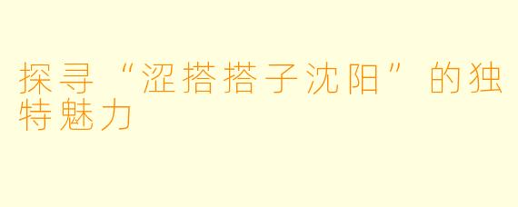 探寻“涩搭搭子沈阳”的独特魅力