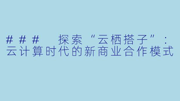 ### 探索“云栖搭子”：云计算时代的新商业合作模式
