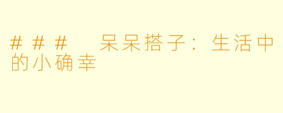### 呆呆搭子：生活中的小确幸