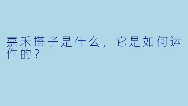 嘉禾搭子是什么,它是如何运作的?