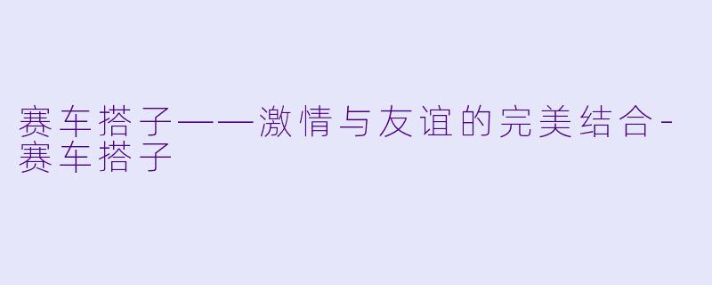 赛车搭子——激情与友谊的完美结合