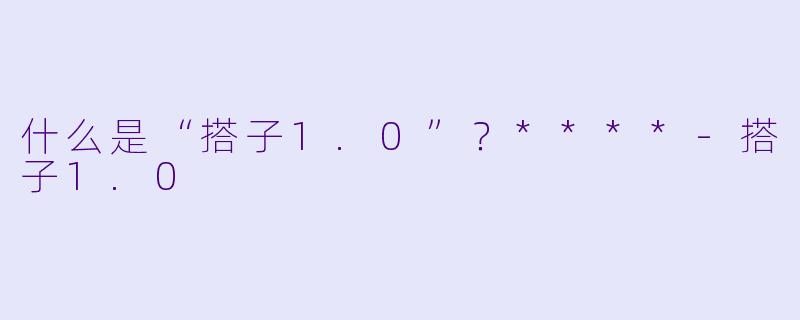 什么是“搭子1.0”?****