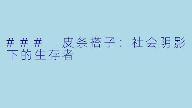 ### 皮条搭子：社会阴影下的生存者