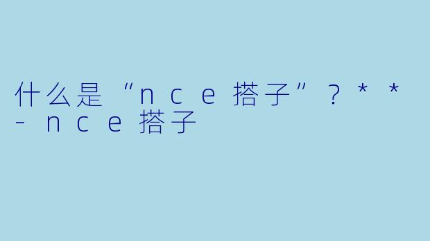 什么是“nce搭子”？**