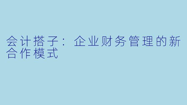 会计搭子：企业财务管理的新合作模式