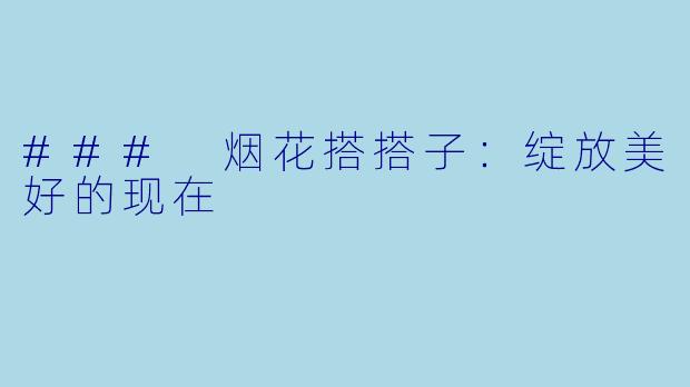 ### 烟花搭搭子:绽放美好的现在