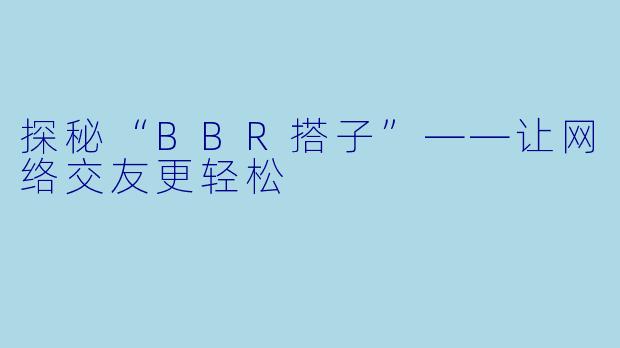 探秘“BBR搭子”——让网络交友更轻松