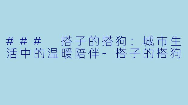 ### 搭子的搭狗:城市生活中的温暖陪伴