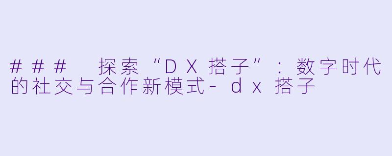 ### 探索“DX搭子”：数字时代的社交与合作新模式-dx搭子