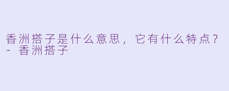 香洲搭子是什么意思,它有什么特点?