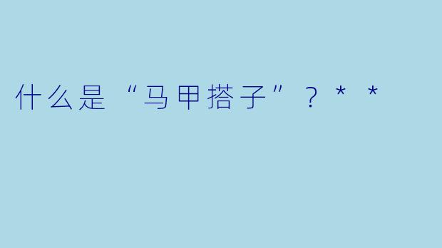 什么是“马甲搭子”？**
