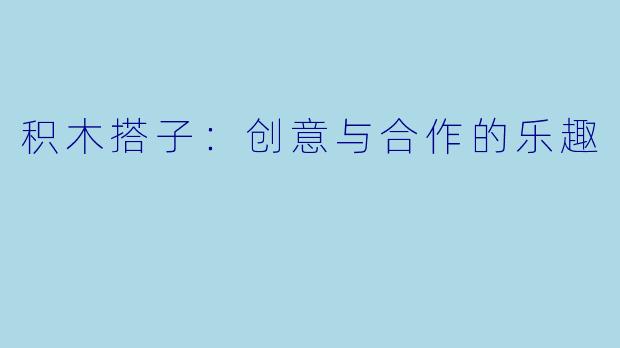 积木搭子:创意与合作的乐趣