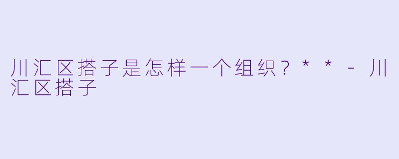 川汇区搭子是怎样一个组织？**-川汇区搭子