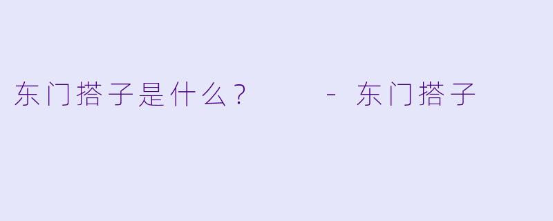东门搭子是什么？  