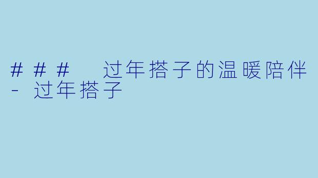 ### 过年搭子的温暖陪伴-过年搭子