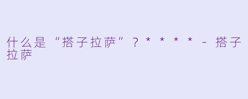 什么是“搭子拉萨”？****