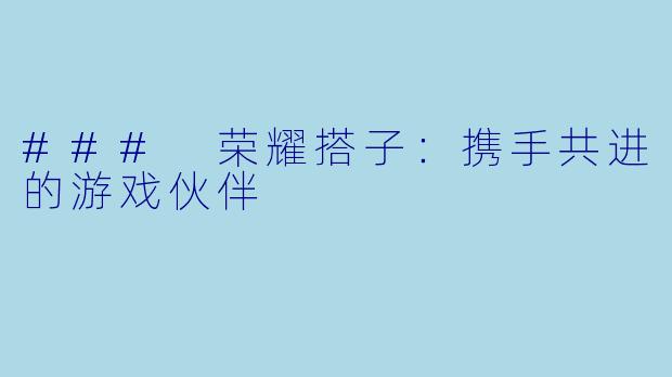 ### 荣耀搭子：携手共进的游戏伙伴