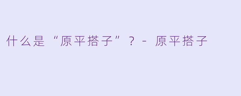 什么是“原平搭子”?