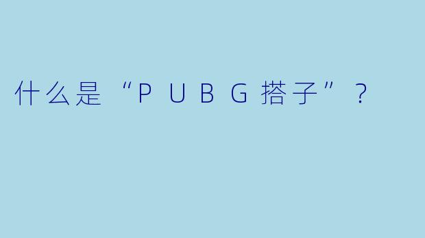 什么是“PUBG搭子”？  