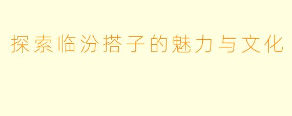 探索临汾搭子的魅力与文化