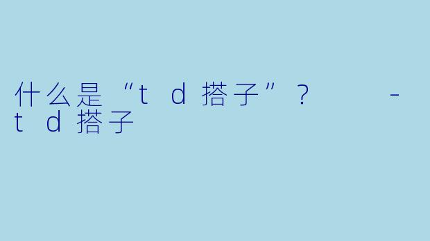 什么是“td搭子”？  