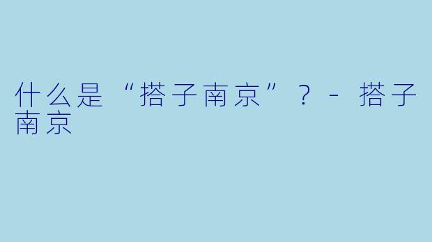 什么是“搭子南京”？