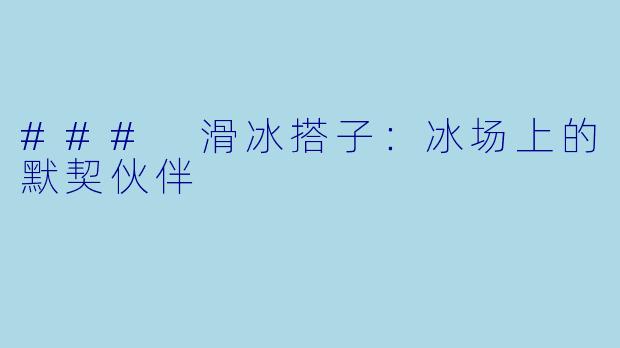 ### 滑冰搭子:冰场上的默契伙伴