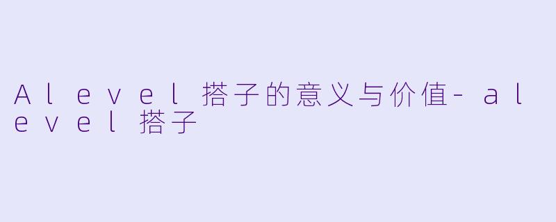 Alevel搭子的意义与价值-alevel搭子