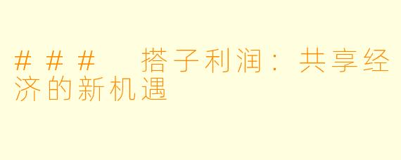 ### 搭子利润：共享经济的新机遇