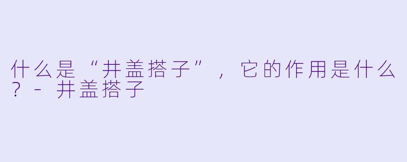 什么是“井盖搭子”,它的作用是什么?
