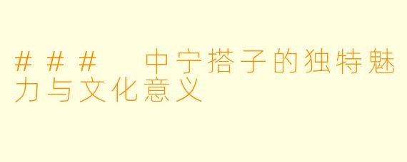 ### 中宁搭子的独特魅力与文化意义