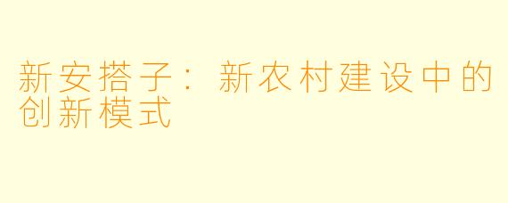新安搭子：新农村建设中的创新模式