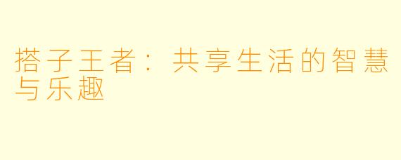 搭子王者：共享生活的智慧与乐趣