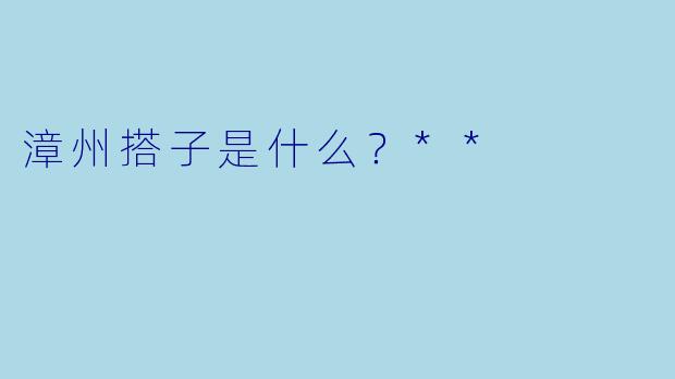 漳州搭子是什么？**